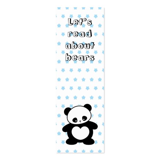 Kawaii panda bookmark business card templates (back side)