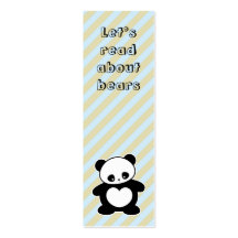Kawaii panda bookmark business card templates