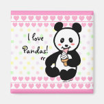 Kawaii Panda Ice Cream Cartoon Hearts Refrigerator Magnet