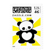 Kawaii panda postage stamps