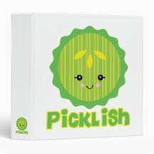 kawaii picklish pickle slice 3 ring binders