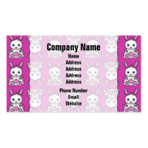 Kawaii Pink Bunny Pattern Business Card Template