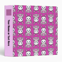 Kawaii Pink Bunny Pattern Vinyl Binders