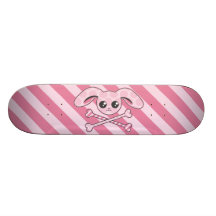Kawaii Pink Bunny Skull Skate Board Deck