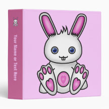 Kawaii Pink Bunny Vinyl Binders