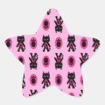 Kawaii Pink Cat and Paw Print Pattern Sticker