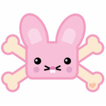 kawaii pink crossbones bunny photo sculptures