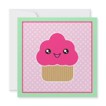 Kawaii Pink Cupcake Birthday Party Invitations by megakawaii Kawaii Pink Cupcake Birthday Party Invitations
