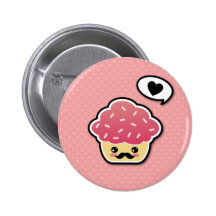 Kawaii Pink Cupcake with a Mustache