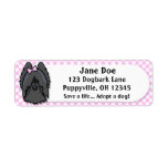 Kawaii Pink Gingham Black Briard Custom Return Address Labels