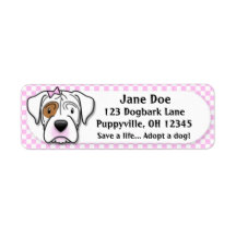 Kawaii Pink Gingham White Boxer Return Address Label