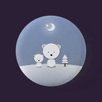 Kawaii Polar Bears Holiday Pin Cute! buttons