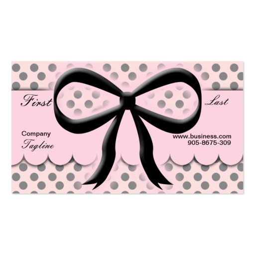 Kawaii Polka Dots Bow Business Card (front side)