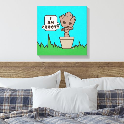 Kawaii Potted Groot Canvas Print Zazzle