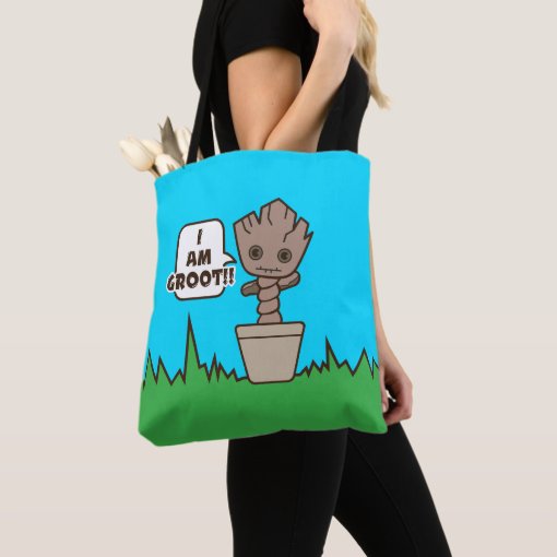 Kawaii Potted Groot Tote Bag Zazzle