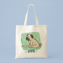 Kawaii Pug and Bone Bag by MenagerieMayhem Kawaii Pug and Bone Bag