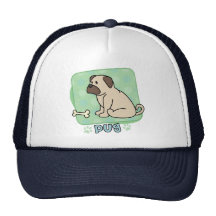 Kawaii Pug and Bone Hat