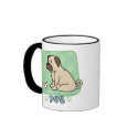 Kawaii Pug and Bone Mug by MenagerieMayhem Kawaii Pug and Bone Mug