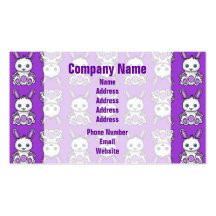 Kawaii Purple Bunny Pattern Business Card Template