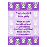 Kawaii Purple Bunny Pattern Custom Invitations