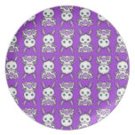 Kawaii Purple Bunny Pattern Party Plate