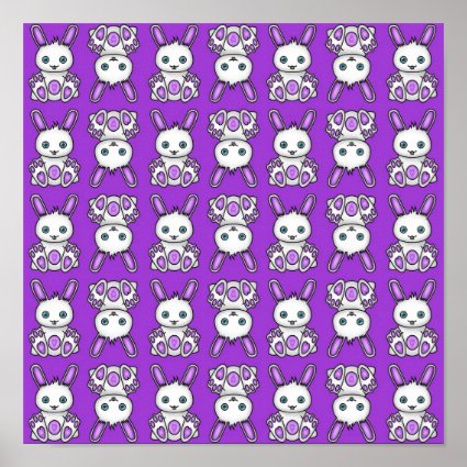 Kawaii Purple Bunny Pattern Poster