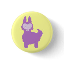 Kawaii Purple Llama Pinback Buttons