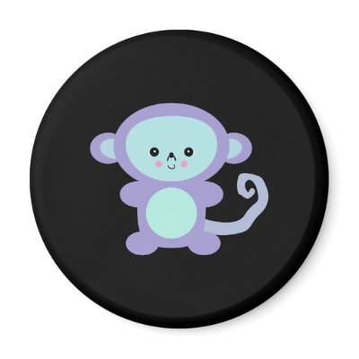 kawaii purple monkey refrigerator magnet by doonidesigns
