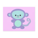 kawaii purple monkey postcards