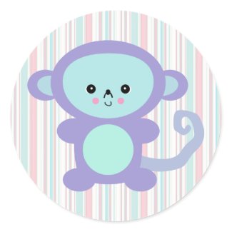 kawaii purple monkey sticker