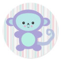 kawaii purple monkey stickers