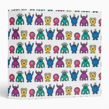 Kawaii Rainbow Alien Monsters Pattern Binders