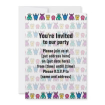 Kawaii Rainbow Alien Monsters Pattern Invite