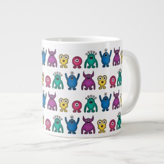 Kawaii Rainbow Alien Monsters Pattern Mug Extra Large Mug