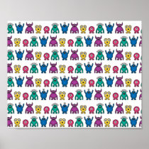 Kawaii Rainbow Alien Monsters Pattern Posters