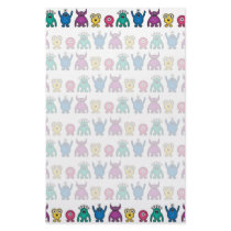 Kawaii Rainbow Alien Monsters Pattern Stationery Design