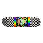 Kawaii Rainbow Ice Cream Cone Checkerboard skateboards