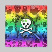 Kawaii Rainbow Skull magnets