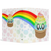 Kawaii Rave Ice Cream Rainbow Vinyl Binders