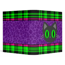 Kawaii Rave Kitty Purple Leopard Vinyl Binder