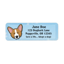 Kawaii Red Cardigan Welsh Corgi Custom Return Address Label