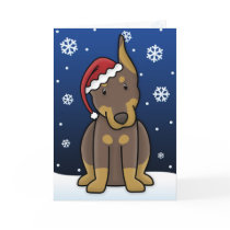 Kawaii Red Doberman Pinscher Christmas Card
