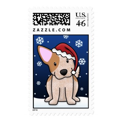Kawaii Red Heeler Christmas Postage Stamps by MenagerieMayhem