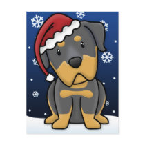 Kawaii Rottweiler Christmas Postcard