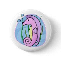 Kawaii Seahorse Button by MenagerieMayhem Kawaii Seahorse Button