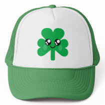 KAWAII SHAMROCK LUCKY IRISH HAPPY FACE hats
