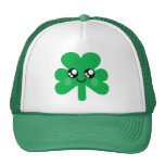 KAWAII SHAMROCK LUCKY IRISH HAPPY FACE hats