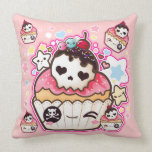 Kawaii skull cupcakes with stars and hearts pillow