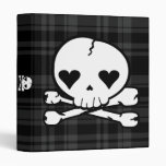 Kawaii Skull on Black Plaid binders
