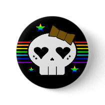 KAWAII SKULL RAINBOW STRIPES STARS buttons